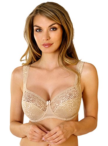 Rosme Lingerie gepolsterter Halbschalen-BH für Damen, Kollektion Annija, Beige, Größe 100B von Rosme