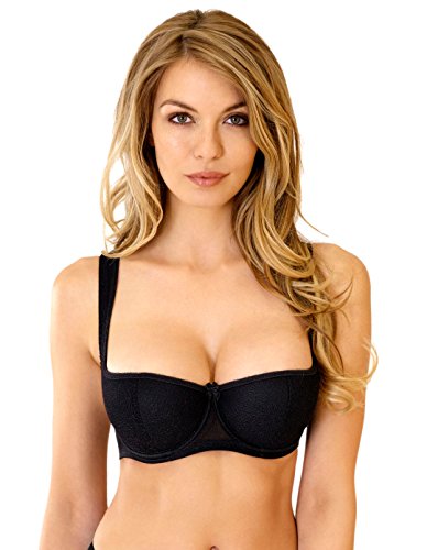 Rosme Lingerie Balconette-BH mit gepolsterten Trägern für Damen, Kollektion Grand, Schwarz, Größe 70B von Rosme