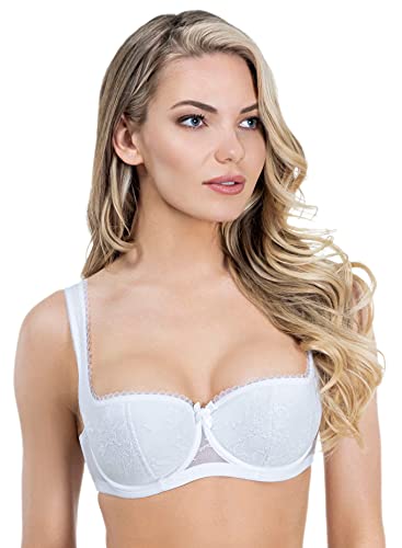 Rosme Lingerie Balconette-BH mit gepolsterten Trägern für Damen, Kollektion Eliza, Weiß, Größe 100A von Rosme