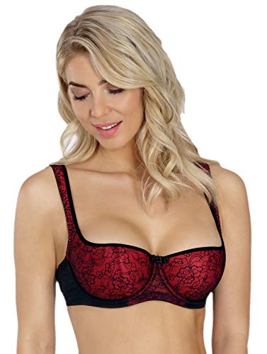 Rosme Lingerie Balconette-BH mit gepolsterten Trägern für Damen, Kollektion Grand, Rot, Größe 80G von Rosme