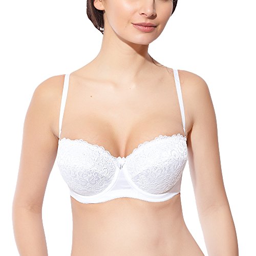 Rosme Lingerie Balconette-BH mit Abnehmbaren Trägern für Damen, Kollektion Grand, Weiß, Größe 75D von Rosme