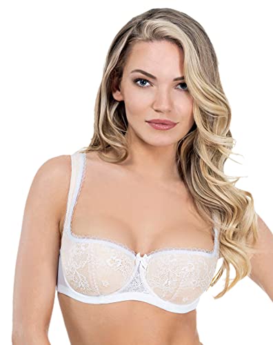 Rosme Lingerie Balconette-BH mit gepolsterten Trägern für Damen, Kollektion Eliza, Weiß/Beige, Größe 100C von Rosme