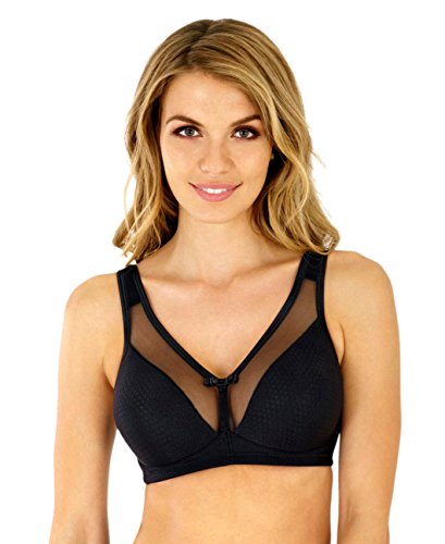 Rosme Lingerie Ungepolsterter BH ohne Bügel mit Gepolsterten Trägern für Damen, Kollektion High Impact, Schwarz, Größe 100D von Rosme