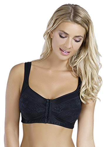 Rosme Lingerie ungepolsterter BH ohne Bügel mit Verschluss vorne für Damen, Kollektion Eliza, Schwarz, Größe 80F von Rosme