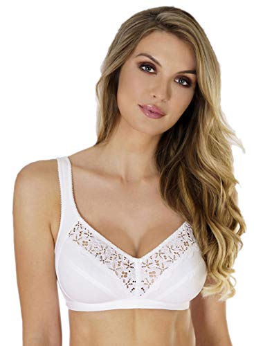 Rosme Lingerie ungepolsterter BH ohne Bügel mit gepolsterten Trägern für Damen, Kollektion Clean Cotton, Größe 80G von Rosme