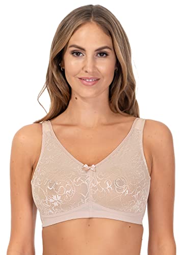 Rosme Lingerie ungepolsterter BH ohne Bügel mit vorgeformten Cups für Damen, Kollektion Delight, Beige, Größe 90F von Rosme