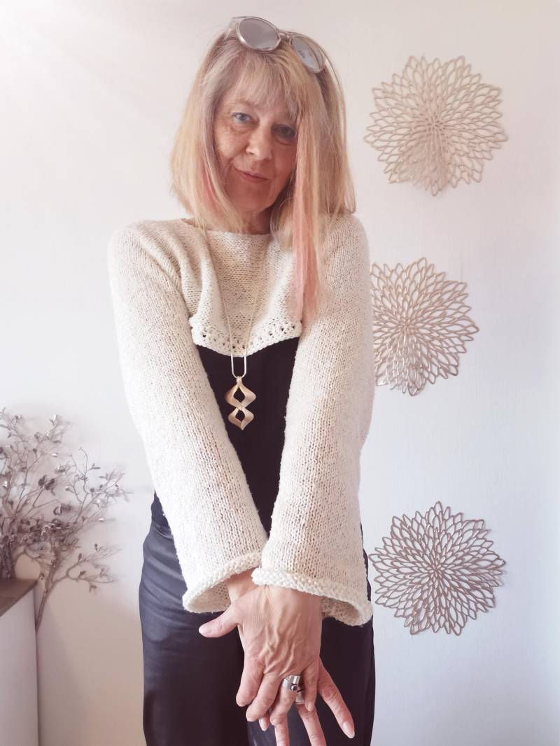 Cropped Pullover Creme Beige, Handgestrickter Damen Pullover, Gestrickter Pullunder, Strick Shirt, Party Festival Kurzpullover Weich Edel von RosnicDesign