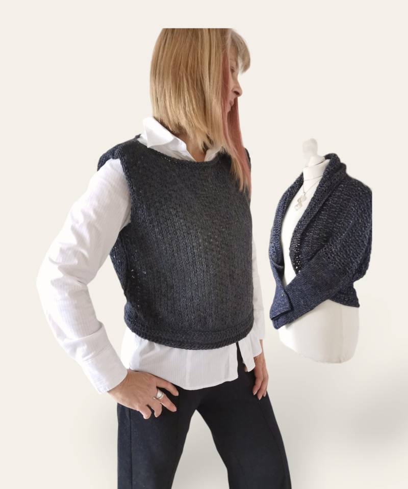 Strick Top Mit Alpaka, Grauer Damen Pullunder, Stricktop Grobstrick, Ethno Yoga Tank Top, Gestricktes Netztop, Festival Punk Rave von RosnicDesign