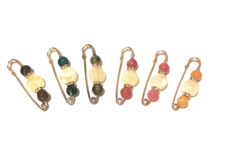 Tücher Brosche, Rot Gold Blau Schmucknadel, Tuchnadel Strickbrosche, Sicherheitsnadel, Jackenverschluss, Tuchclip Für Gestrickte von RosnicDesign