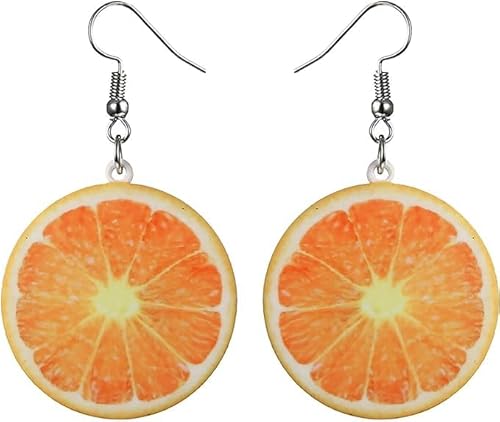 Orange Obst Ohrringe Obst Ohrstecker Lustige Süße Ohrringe Zitrone Tropfen Baumeln Frauen Tropfen Ohrringe Acryl Baumeln Ohrringe Kreative Niedliche Anhänger Ohrring für Frauen Mädchen, Silber von Rosojodg