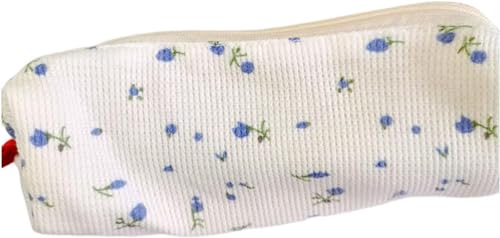 Rosojodg Blaues Federmäppchen, tragbar, Kirsch-Blumenmuster, Aufbewahrungstasche für den täglichen Gebrauch, Federmäppchen, Schreibtischbedarf, Organizer, Bürobedarf, blau, Modern von Rosojodg