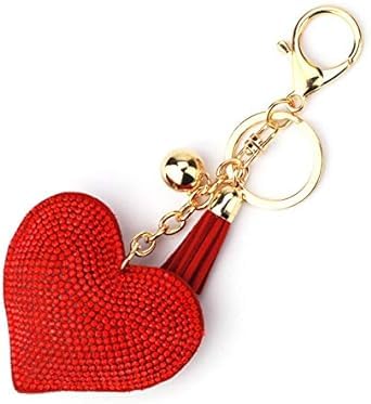 Rosojodg Red Glitter Heart Keyring, Crystal Rhinestone Love Keychain Charm Purse Bag Schmuck für Damen Schlüsselanhänger und Schlüsselanhänger Zubehör, rot, 1 Rosojodg Red Glitter Heart Keyring, Crystal Rhinestone Love Keychain Charm Purse Bag Schmuck für Damen Schlüsselanhänger und Schlüsselanhänger Zubehör, rot, 1 von Rosojodg