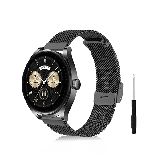 Rosok Armband Kompatibel mit 20mm Amazfit Active/GTR Mini/GTS 4 / GTS 4 Mini/Amazfit Bip 3/Bip 3 Pro, Edelstahl Metall Ersatzarmband für Amazfit GTS 2 Mini/GTS 2 / GTS - Schwarz von Rosok