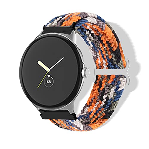 Rosok Woven Nylon Armband Kompatibel mit Google Pixel Watch/Pixel Watch 2, für Damen Herren Einstellbare und Elastizität Atmungsaktive Sportbänder für Google Pixel Watch 2 - Cowboyfarbe von Rosok