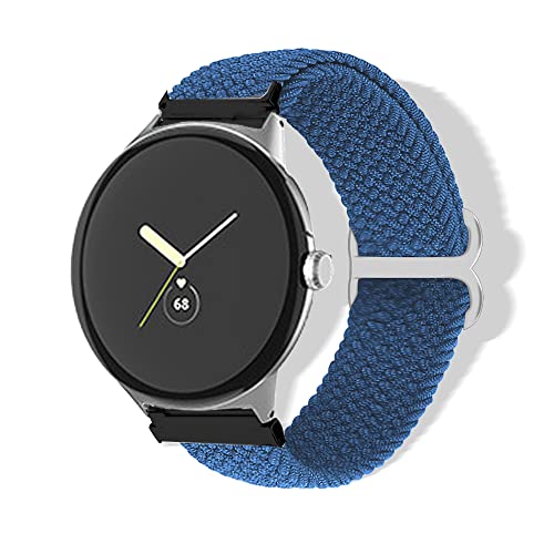 Rosok Woven Nylon Armband Kompatibel mit Google Pixel Watch, für Damen Herren Einstellbare und Elastizität Atmungsaktive Sportbänder für Google Pixel Watch - blau von Rosok