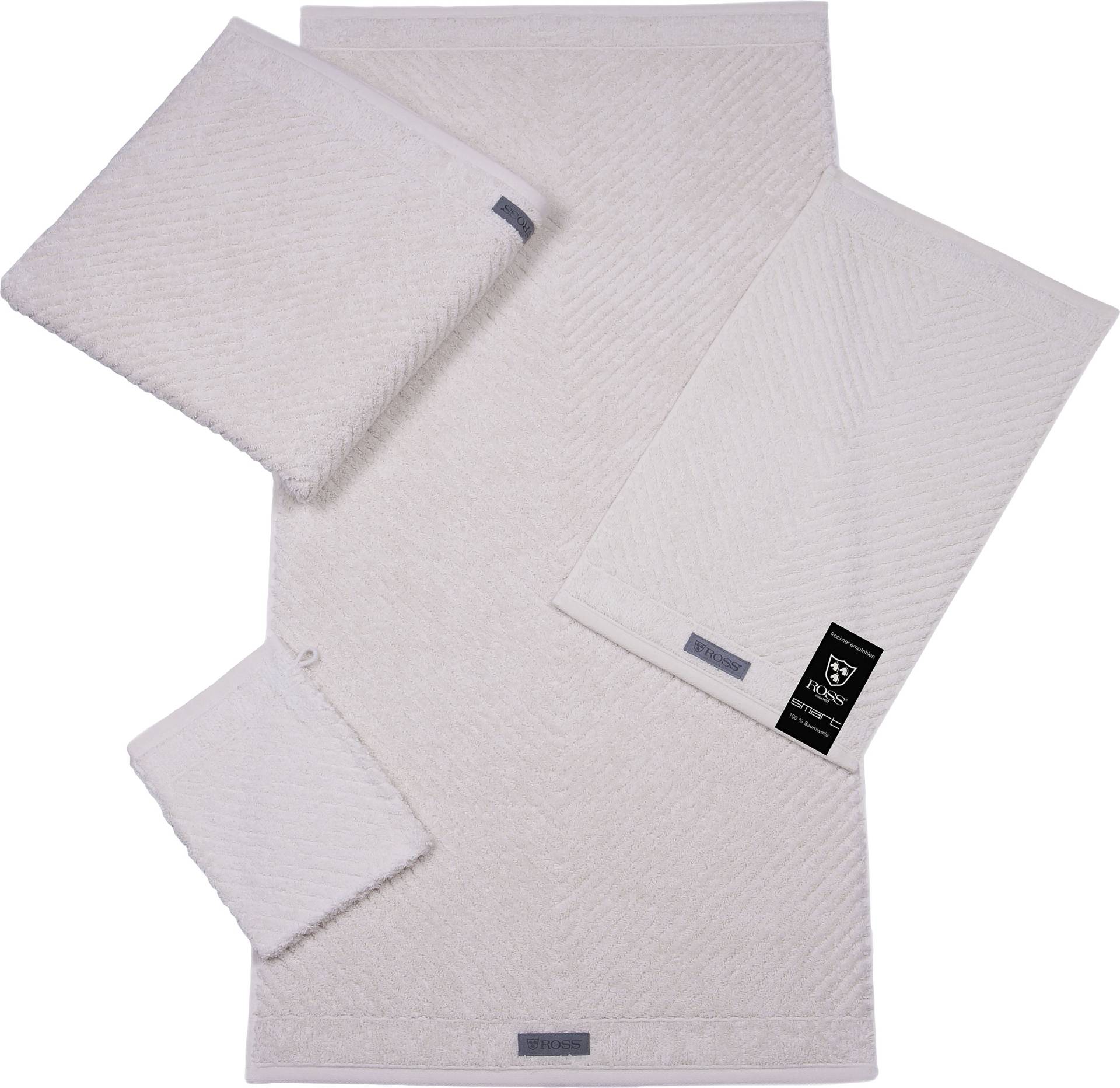 ROSS Handtuch "Smart", (2 St.), Uni-Rippe mit Velourslabel von Ross