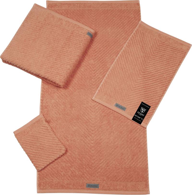 ROSS Handtuch "Smart", (2 St.), Uni-Rippe mit Velourslabel von Ross