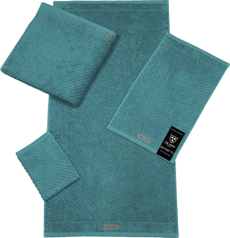 ROSS Handtuch "Smart", (2 St.), Uni-Rippe mit Velourslabel von Ross
