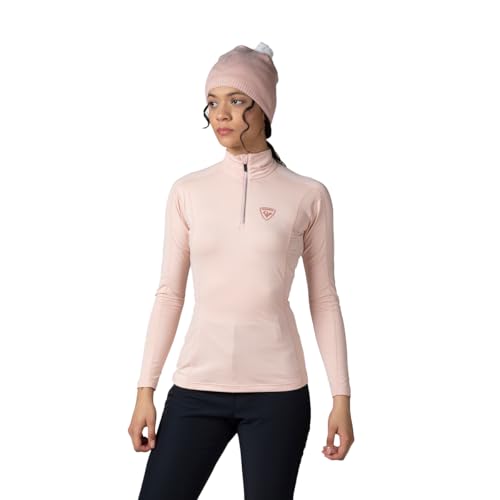 Rossignol Damen Classique Half-Zip Schnelltrocknend Feuchtigkeitsableitend Stretch Warm Langarm Baselayer Top, Powder pink, Mittel von Rossignol