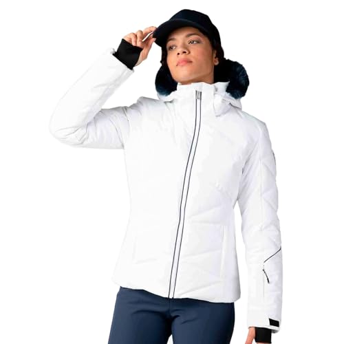 Rossignol Damen Staci Wasserdichte Atmungsaktive Klassische Passform Isolierte Warme Winter Skijacke mit Abnehmbarer Kapuze Weiß von Rossignol