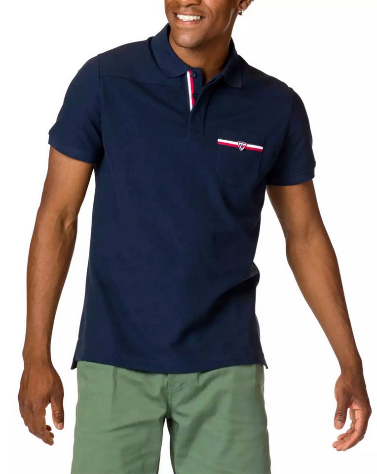 Rossignol Poloshirt Herren Heritage St. Moritz Alpine Polohemd Brusttasche mit Logo und ikonischen Trikolore-Details von Rossignol