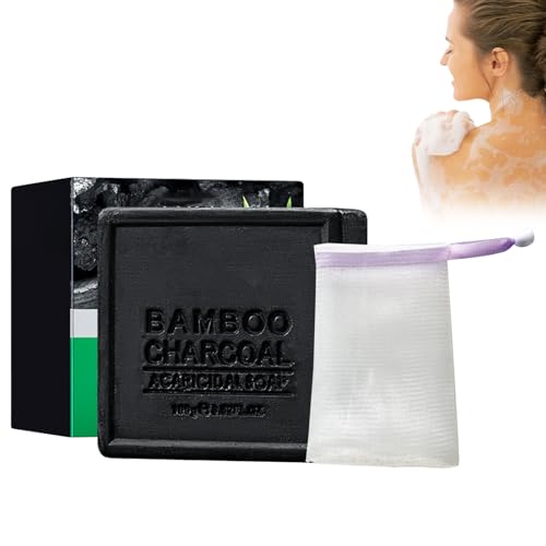 Rostblant 100g Bambuskohleseife, Lieferung mit zwei Seifenschaumnetzen, Bamboo Charcoal Gesichtsreinigungsseife, Rasierseife Herren und Damen für Gesicht und Körper Cremes (41) von Rostblant