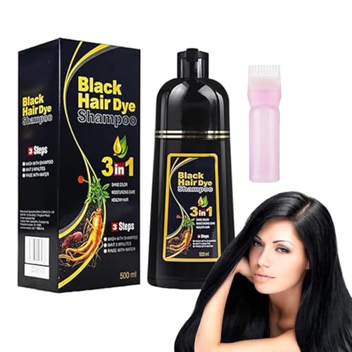 Rostblant 500ml Schwarzes Haarfärbeshampoo 3 in 1,Kommt mit einer Shampooflasche, Sofort Haarfarben Shampoo für Männer und Frauen, Haarfärbeshampoo von Rostblant