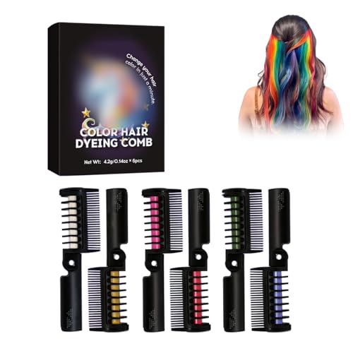 Rostblant 6 Stück Haarkreiden für Mädchen,6 farbige Haarfärbemittel, Haarkreide Kamm, Temporäre auswaschbare Haarfarbe für Kinder Mädchen,temporäre helle Haarfarbe von Rostblant