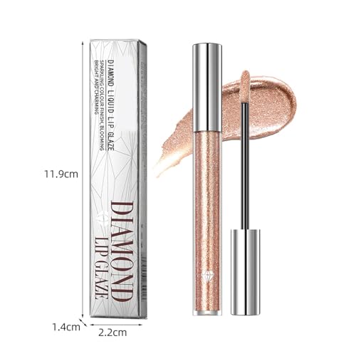 Rostblant Liquid Eyeshadow,Liquid Metallic Eyeshadows,Diamant Shiny Lip Gloss Diamant Perlglanz Lip Glaze wasserfester, bunter, diamantschimmernder Lipgloss für Frauen,Sonnenuntergang Gold von Rostblant
