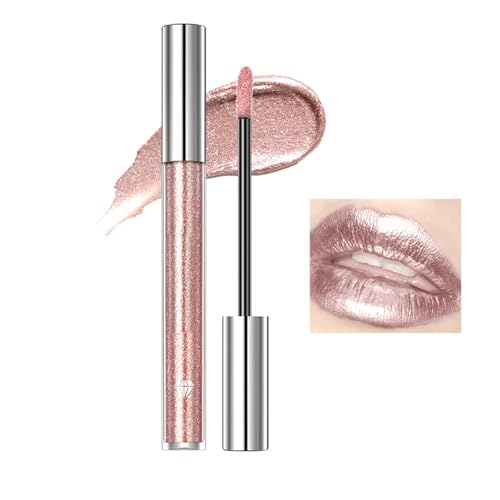 Rostblant Liquid Eyeshadow,Liquid Metallic Eyeshadows,Diamant Shiny Lip Gloss Diamant Perlglanz Lip Glaze wasserfester, bunter, diamantschimmernder Lipgloss für Frauen,blassrosa von Rostblant