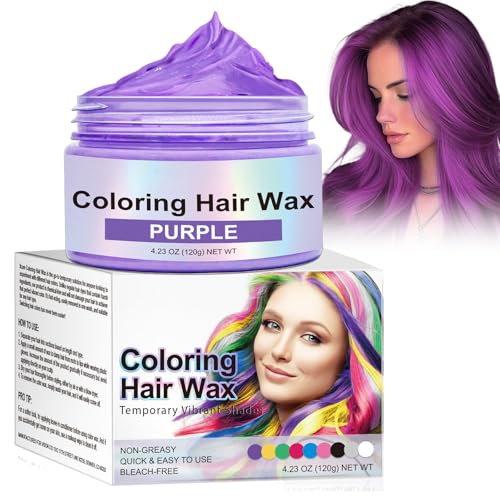Rostblant Temporäre Haartönung, Purple Instant Hair Cream Mud, Lila Temporäre Haarfarbe Auswaschbar, Haarfarbe Wachs für Männer und Frauen,Violet Haar Wachs für Party Cosplay Halloween von Rostblant