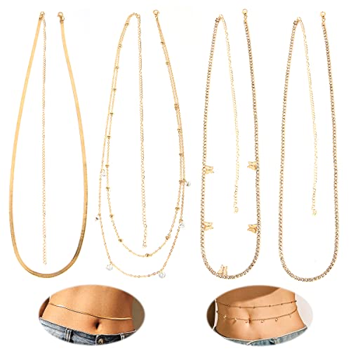 Bauchkette Gold, RosyFate Taillenkette Damen, Körperketten Silber, Kettengürtel, Hüftkette, Bikini Bauchkette für Frauen und Mädchen (A1) von RosyFate