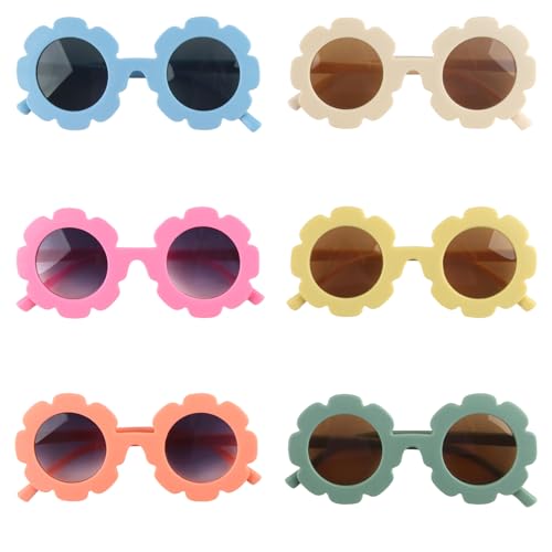 RosyFate Sonnenbrille Kinder, 6 Stück Sonnenbrille Blumenform Kinder, für Jungen, kindersonnenbrille, Mädchen, Babys, Kinder, Lustige Sonnenbrille, UV Schutz, Sommer Draußen, Strand von RosyFate