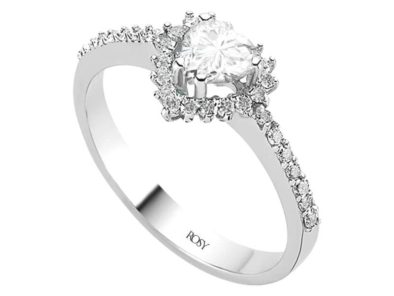 Herz Weißer Topas Ring Lab-Grown Diamant Halo, 14K Weißgold Herz Weißer Topas Ring Lab-Grown Diamant Halo, 14K Weißgold von RosyLabDiamonds