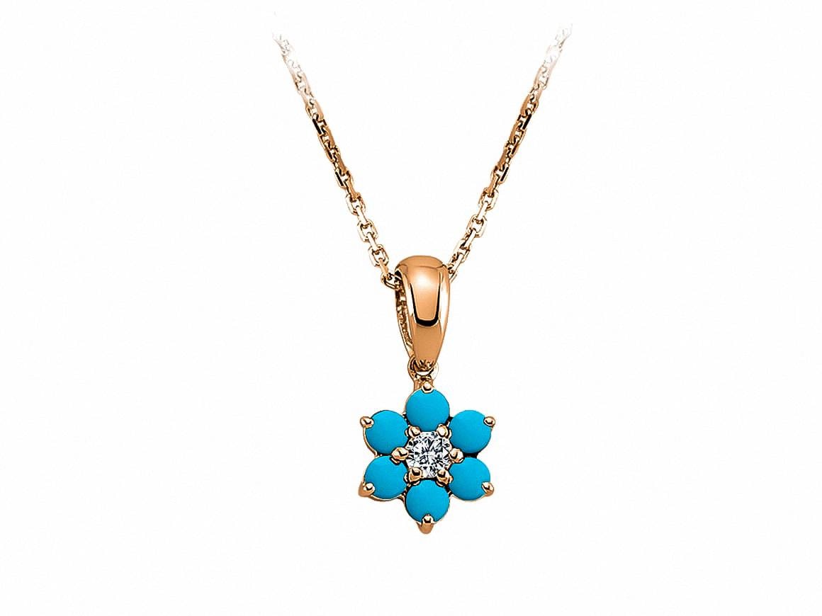 Natürlicher Türkis Anhänger Mit Diamant in 8K Roségold - Zierliche Edelsteinkette Natürlicher Türkis Anhänger Mit Diamant in 8K Roségold - Zierliche Edelsteinkette von RosyLabDiamonds