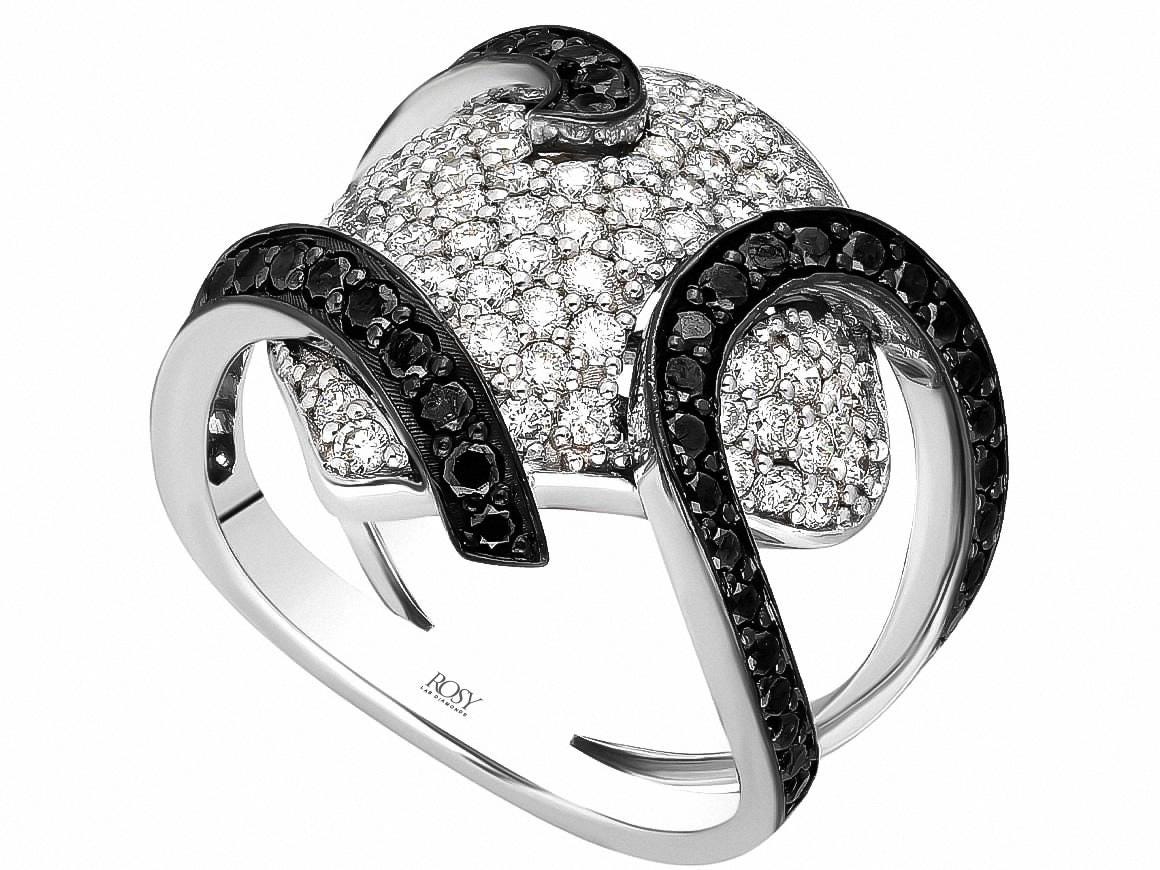 Schwarzer Und Weißer Diamantring - 1.81 Karat Diamanten Im Labor Gewachsen in 585 Gold, Mutiger Statement-Schmuck von RosyLabDiamonds