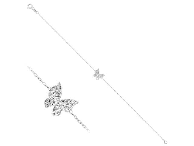 Zierliches Schmetterlings Armband Mit 16 Selbst Gewachsenen Diamanten in 14K Weißgold - Zierlicher Diamantschmuck von RosyLabDiamonds