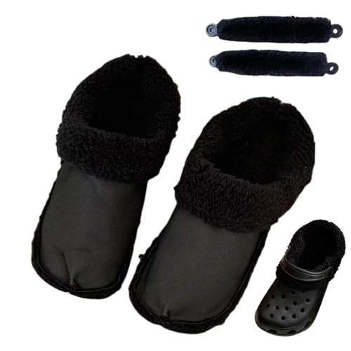 Rosyduck Frauen Winter Clogs Futter mit Spitzenüberzügen, Flauschige Croc Einlagen, Schwarz, Größe 36-37 (EU 5.5), Warmers von Rosyduck