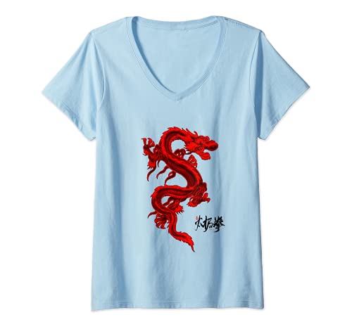 Damen Rot Chinesisches Drachendesign für Kung Fu, Tai Chi, Qigong T-Shirt mit V-Ausschnitt Damen Rot Chinesisches Drachendesign für Kung Fu, Tai Chi, Qigong T-Shirt mit V-Ausschnitt von Rot Chinesischer Kung-Fu-Drache, Tai Chi, Kung Fu