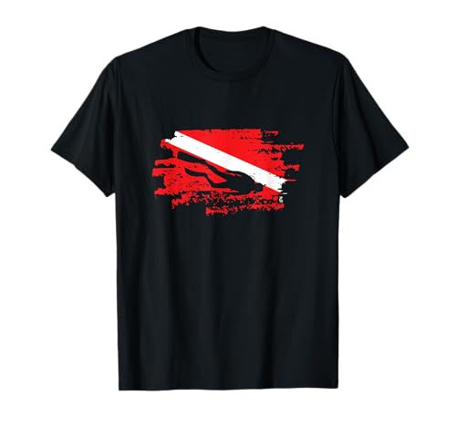 Tauchen Taucher Flagge Tauch Scuba Geschenk T-Shirt von Rot Weiß Taucher Geschenke
