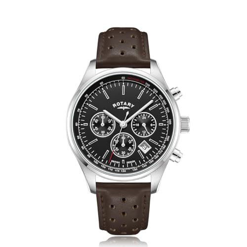 Rotary Herren Analog Quarz Uhr mit Leder Armband GS0045 von Rotary