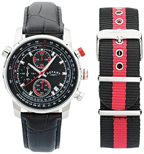 Rotary Herren Chronograph Textil Wechselband Tachymeter GS03641/04/KIT UVP 230EUR von Rotary