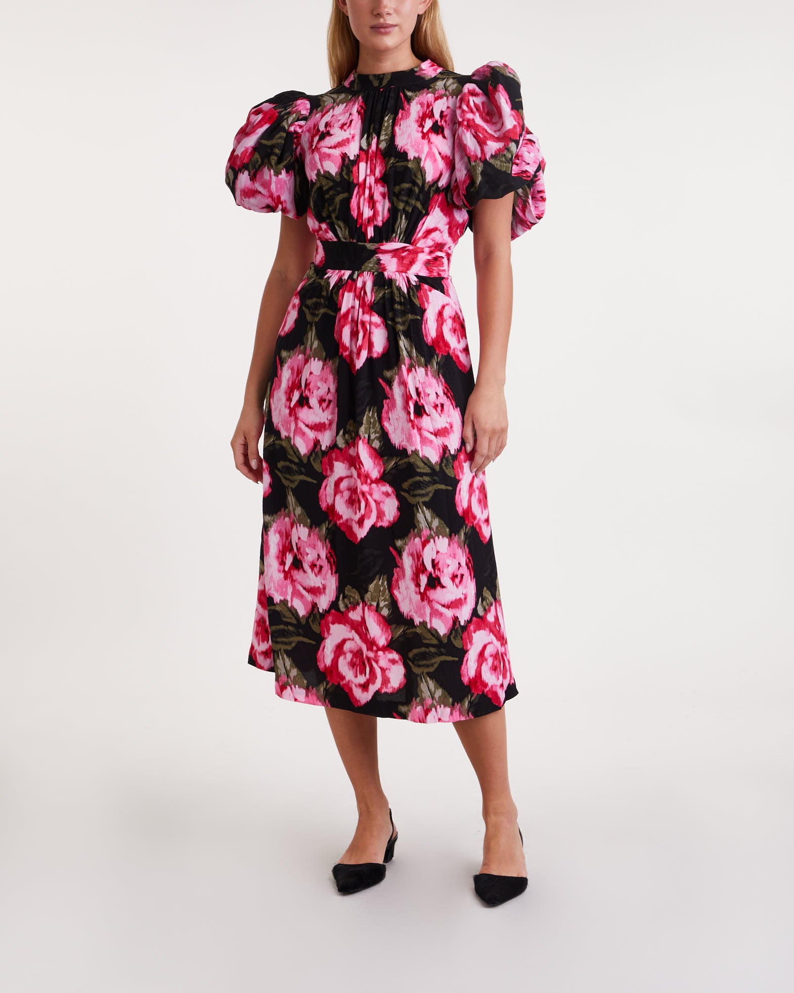 Rotate Dress Jacquard Bell Maxi Svart/rosa Rotate Dress Jacquard Bell Maxi Svart/rosa von Rotate