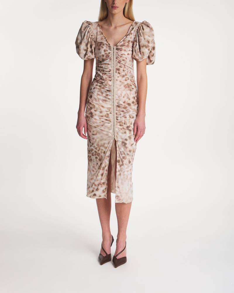 Rotate Dress Midi V-neck leopard Leopard von Rotate