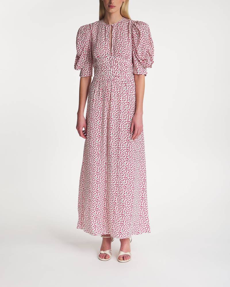 Rotate Maxi Dress Printed Flowy Vit/rosa von Rotate
