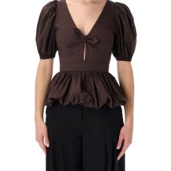 Rotate Puffärmel Bubble Top In Maulwurf Braun von Rotate