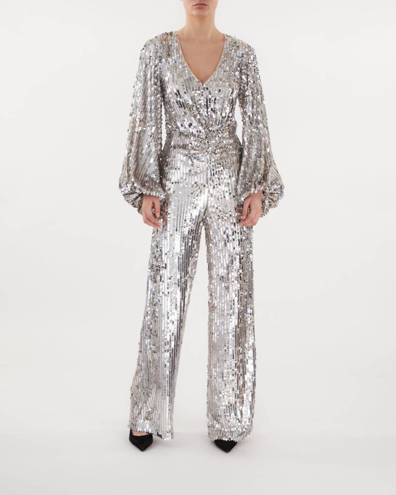 Rotate Siriiin Sequin Jumpsuit Silver von Rotate