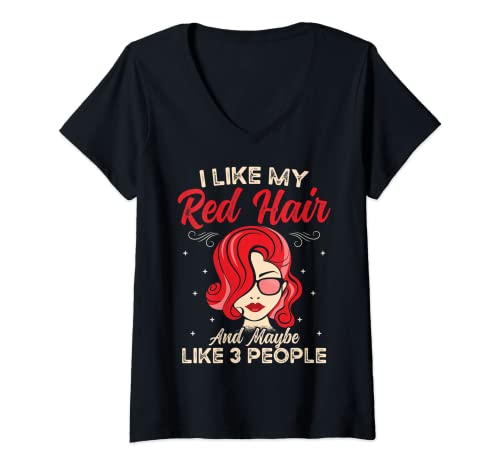 Damen Lustig, Ich Mag Meine Roten Haare Und Vielleicht Wie 3 Leute T-Shirt mit V-Ausschnitt Damen Lustig, Ich Mag Meine Roten Haare Und Vielleicht Wie 3 Leute T-Shirt mit V-Ausschnitt von Rote Haare Geschenke Für Rothaarige Frauen