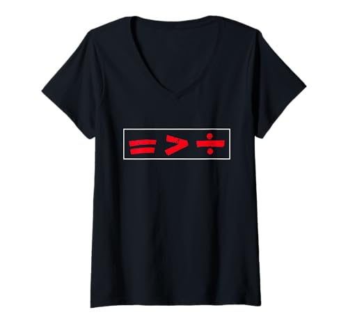 Damen Grunge Mathe Symbole Gleich Größer Division T-Shirt mit V-Ausschnitt Damen Grunge Mathe Symbole Gleich Größer Division T-Shirt mit V-Ausschnitt von Rote Mathematische Symbole Für Enthusiasten
