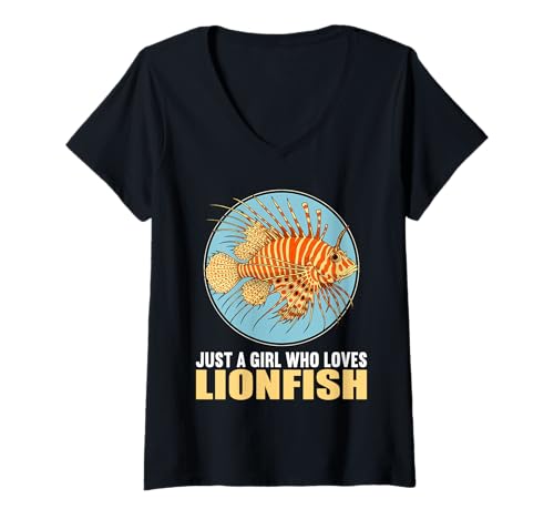 Damen Rotfeuerfisch Feuerfisch T-Shirt mit V-Ausschnitt von Rotfeuerfisch Feuerfisch Tier Shop